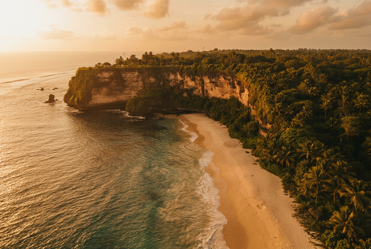 Balangan Beach aerial view showing pristine coastline
