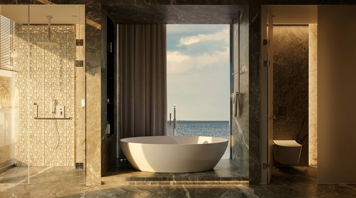 Villa KUBU luxury bathroom with premium finishes