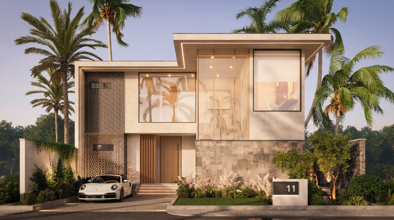 Villa COMO exterior with private pool and tropical landscaping in Balangan Bali